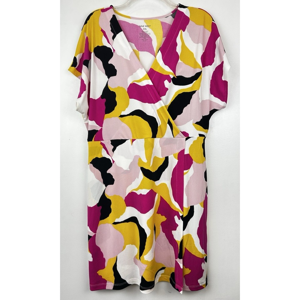 Nine West Dress Women 2XL Abstract Prink Knee Pullover Comfort Party Event Read